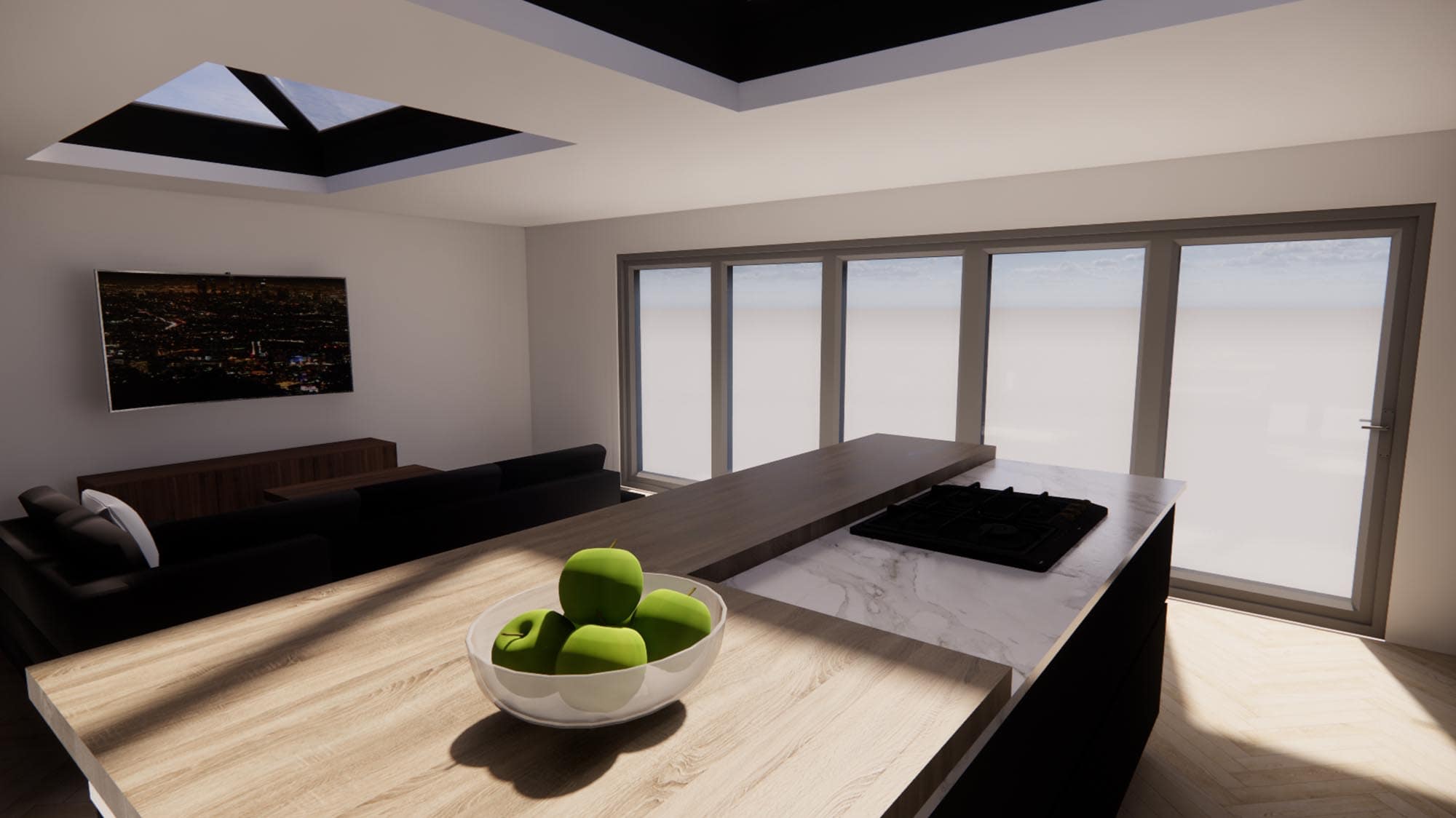 Virtual walkthrough of kitchen extension