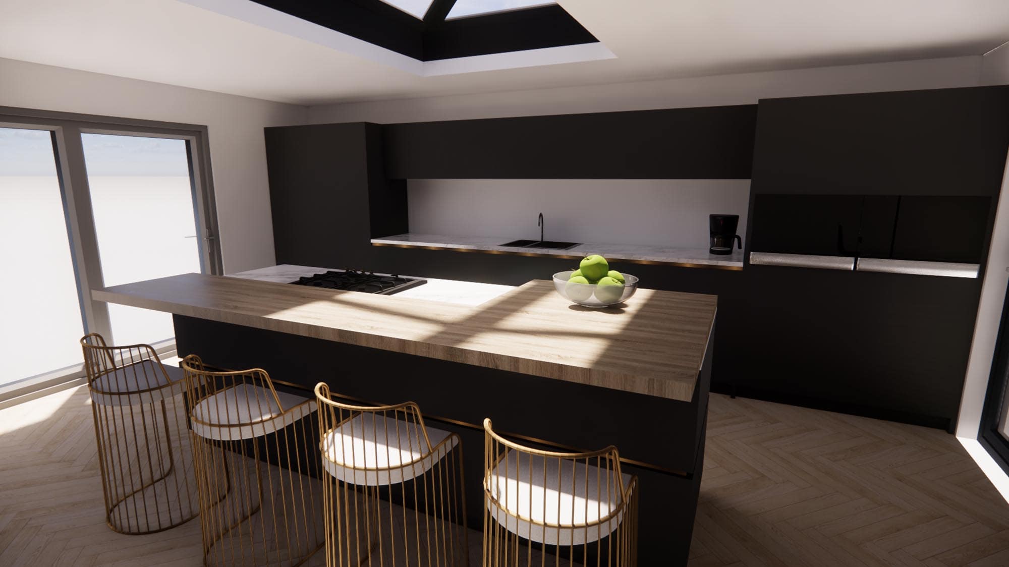 3D VR designs for planning a home kitchen extension