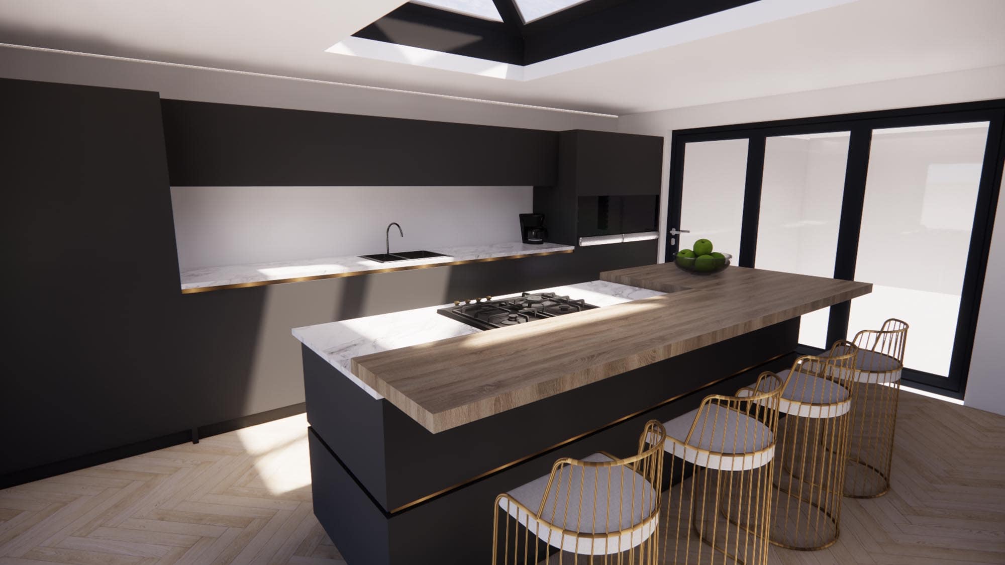 Virtual tour of kitchen extension design