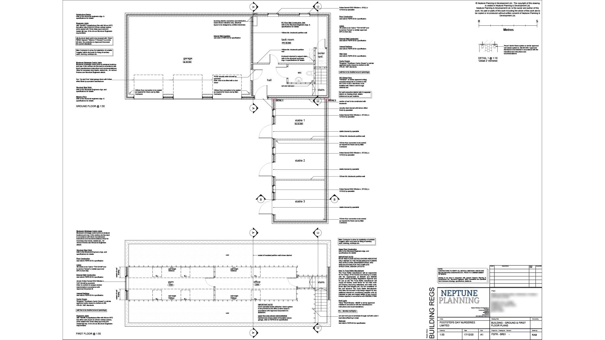 Detailed architectural plans for outbuilding construction
