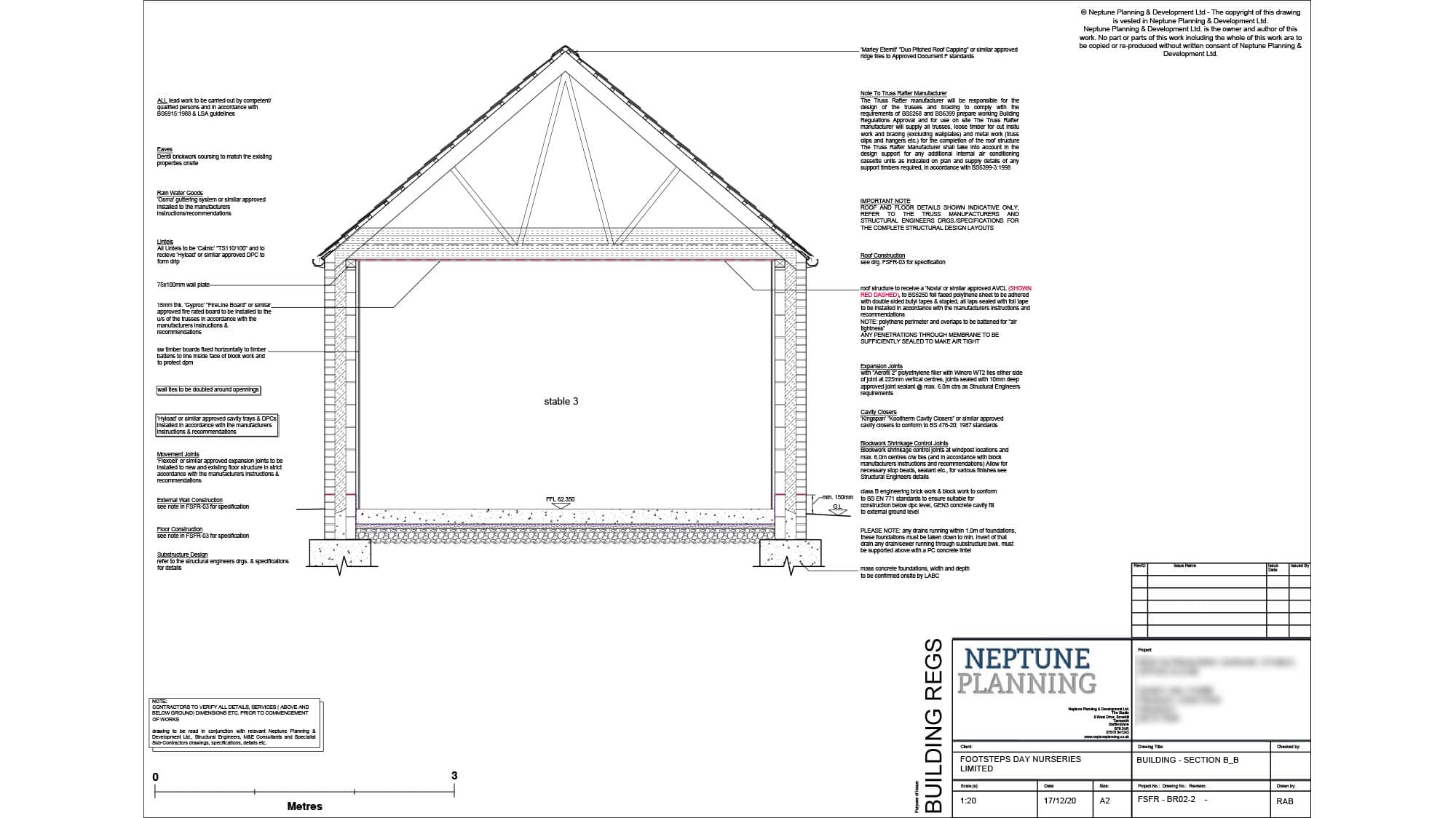 Planning diagram for stable outbuilding construction
