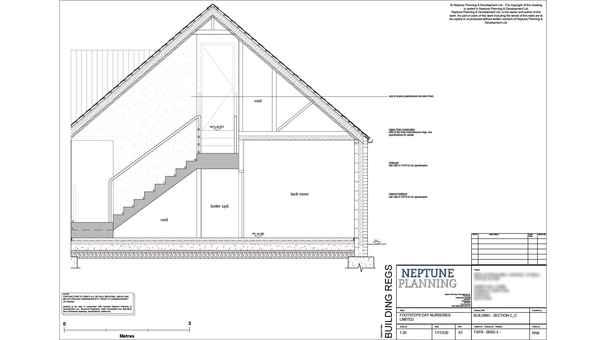 Detailed construction plan for stable building project planning permission