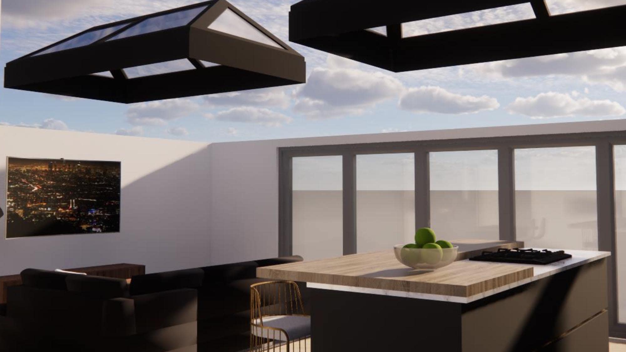 3D rendered plans for kitchen extension